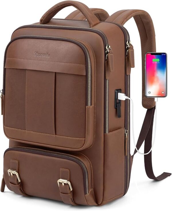 Tzowla Plecak Płócienny na Laptopa,Torba dla męski i Kobiet, Plecak Podróżny do Pracy,Plecak Studencki Pasuje do Laptopa 15.6-17,3 Cala,Torba na Książki z Portem ładowania USB