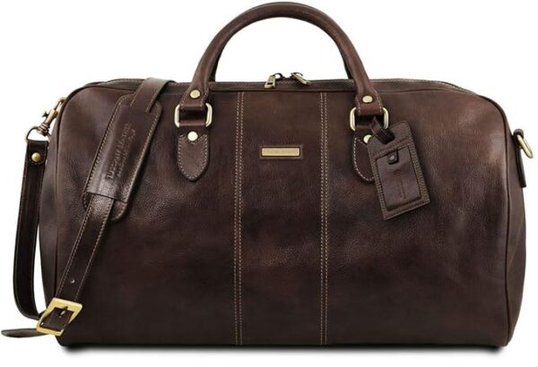 Tuscany Leather Lisbona skórzana torba podróżna - duży rozmiar, Ciemny brąz, Big