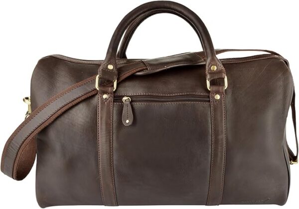 Woodland Leathers 100% skórzane torby marynarskie dla mężczyzn i kobiet - torba podróżna w stylu vintage i torba na noc, mała do dużej - torba weekendowa ze skóry licowej, Brązowy - 50,8 cm - 2,