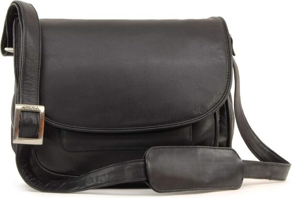 Visconti - Damska Skórzana Torebka Crossbody - Średnia Torba z Wieloma Kieszeniami - Regulowany Pasek na Ramię - Atlantic 2195