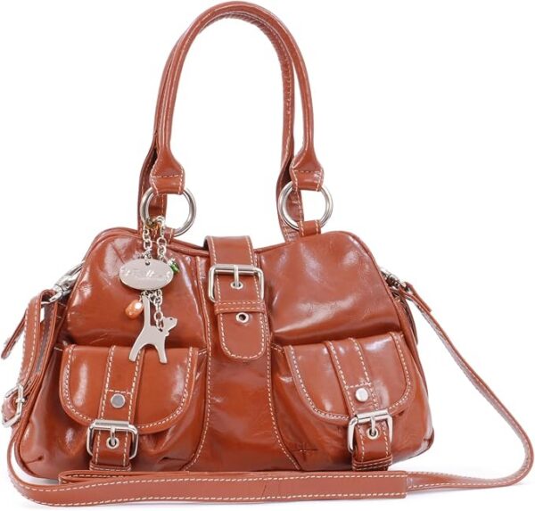 Catwalk Collection Handbags - Skórzana Torebka Crossbody z Rączką dla Kobiet - Średnia Torba na Ramię - Odpinany Regulowany Pasek - Faith
