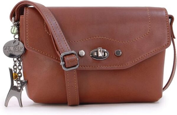 Catwalk Collection Handbags - Mała Damska Skórzana Torebka Crossbody - Torba na Ramię z Klapką - Regulowany Pasek na Ramię - Florence