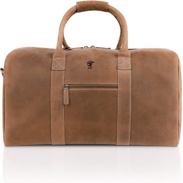 Duffle Bag Kensington skórzana torba podróżna z oddzielnym podziałem wewnętrznym z siatki | odpowiednia do bagażu podręcznego, brązowy (brązowy) - Duffle-Bag-Kensington-Braun