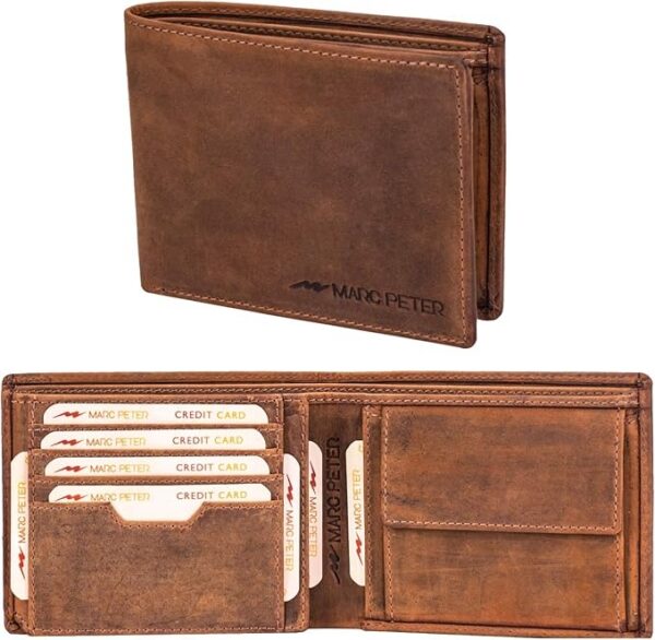 Marc Peter® Oslo Męski skórzany portfel z ochroną RFID, portfel z prawdziwej skóry, duży, 13 przegródek, portfel dla mężczyzn, @@, CLASSIC (OHNE AIRTAG-FACH), Vintage