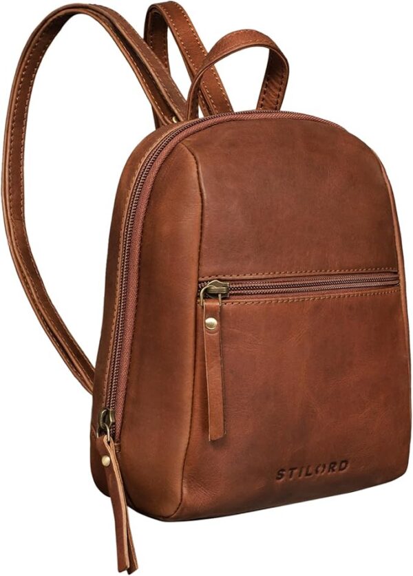 STILORD "Lia" Mały Daypack Plecak Skórzany Vintage Torba na zakupy w mieście XS Torba na plecak Prawdziwa Skóra Kolor:mocca - ciemny brąz