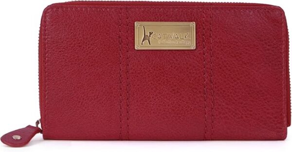 Catwalk Collection Handbags - Średnia Skórzana Portmonetka Dla Kobiet - Kieszenie na 8 Kart Kredytowych i Monety - Ochrona RFID - Gallery - Czerwony