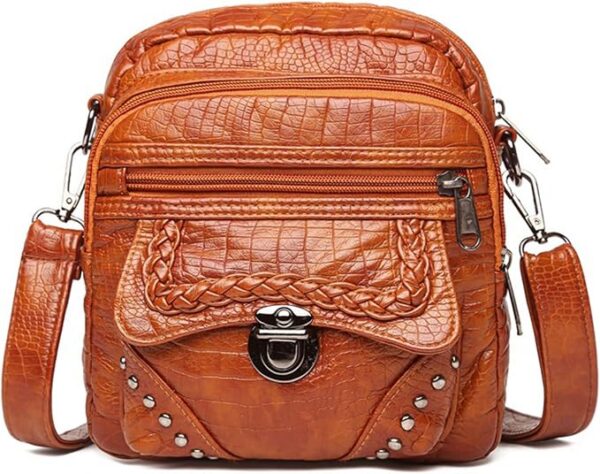 DieffematicDJB Torba na Ramię Torba damska Miękkie PU Skórzane Torba Na Ramię Kobieta Torby Cross-Casual Messenger Nit Fashion Flapper Flap Solid Color Torby (Color : Auburn, Size : 18cm9cm19cm)