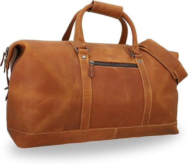 Gusti Ruben Skórzana Torba Podróżna Męska - Torba do Sauny, Weekendowa, Sportowa w Stylu Vintage, 36 l, Ciemnobrązowy, Onesize