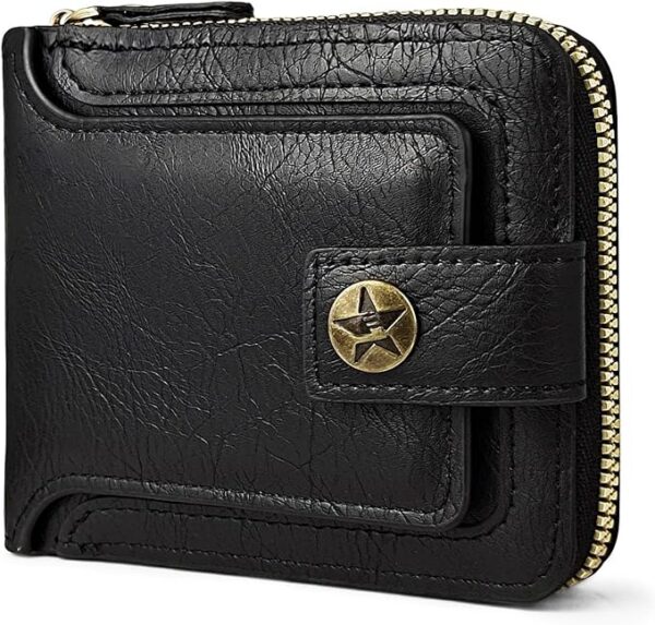 Portfel męski, w stylu vintage, ze skóry PU, cienki portfel na wiele kart z 8 przegródkami na karty i kieszonką na monety, duża pojemność, etui na karty kredytowe z guzikiem, portfel z