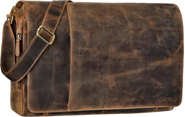 STILORD "Maximus" XXL skórzana torba ogromna torba na ramię torba jednostkowa 17 18 19 21 calowa teczka na laptopa torba biurowa skórzana bawole Kolor:calais - brązowy