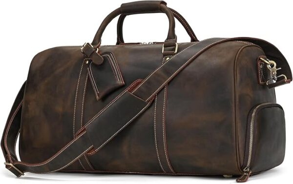 Torba podróżna w stylu vintage, męska, skórzana torba weekendowa do zawieszenia, duży bagaż podróżny, 55 cm, prawdziwa skóra bydlęca, Retro
