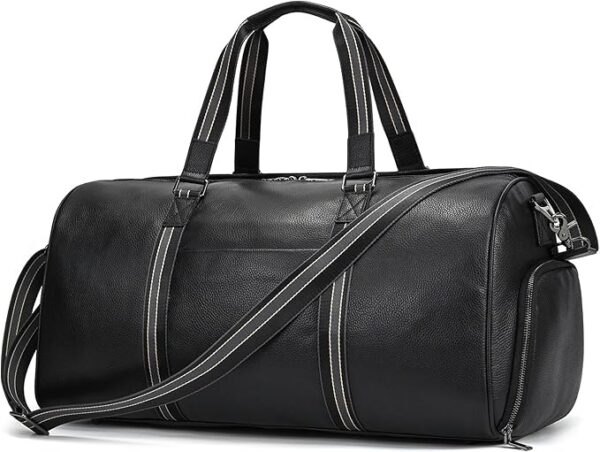 Vintage skórzana torba podróżna z przegródką na buty, Weekender Duffle podróżna torba w stylu vintage, na weekend, dla mężczyzn, kobiet, krótkich podróży, 04 9059-le czarny