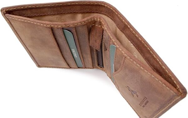 Visconti - Mały Skórzany Portfel Męski Bifold - 6 Kieszeń na Karty Kredytowe z Ochroną RFID - W Pudełku Upominkowym - 705 Arrow Olejowy Jasny Brązowy