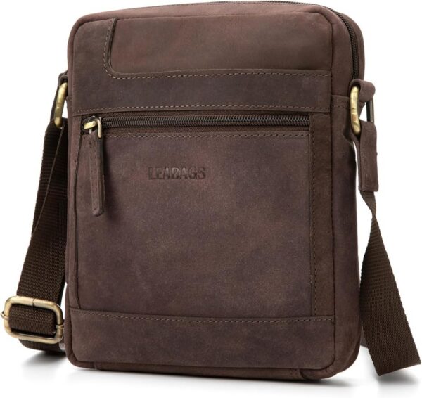 LEABAGS Skórzana torba na ramię męska – torba listonoszka męska w stylu vintage z prawdziwej skóry Crossbody Bag męska torebka robocza, torba do noszenia, torba na ramię dla