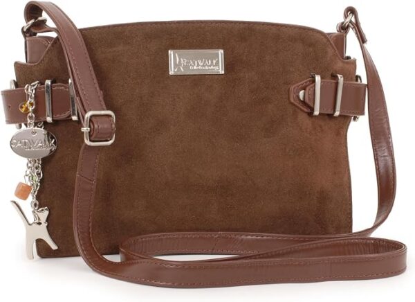 Catwalk Collection Handbags - Skórzana Torebka Crossbody Dla Kobiet - Średnia Torba - Długi Regulowany Pasek - Gładka Skóra i Zamsz - Amanda