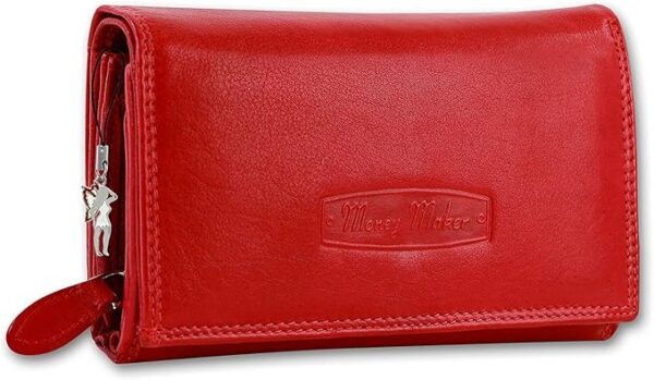 Moneymaker Portfel damski 15,5 x 3 x 9,5 cm, skórzany, czerwony, OPJ704R, czarny, L
