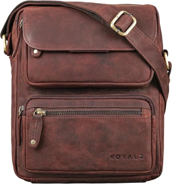ROYALZ 'Florida' torba na ramię męska, mała, skórzana, styl vintage, mała torba na ramię, męska mini torba listonoszka, skórzana torba