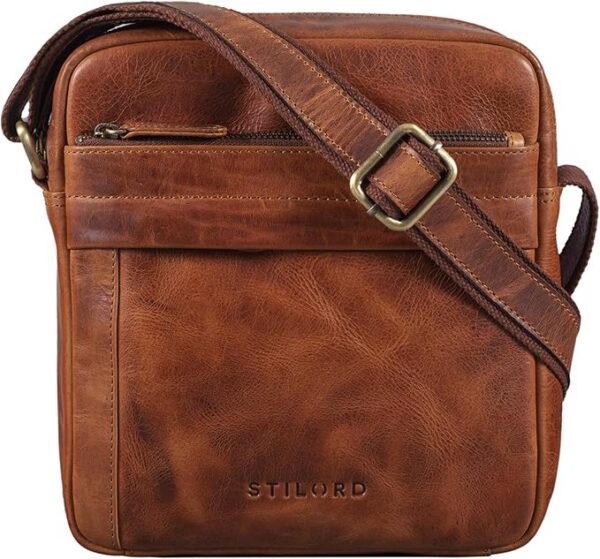 STILORD "Craig" skórzana torba męska torba na ramię mała Vintage Messenger Bag męska torebka na 10,1 cala iPad nowoczesna skórzana torba na ramię dla mężczyzn Kolor:kara - koniak