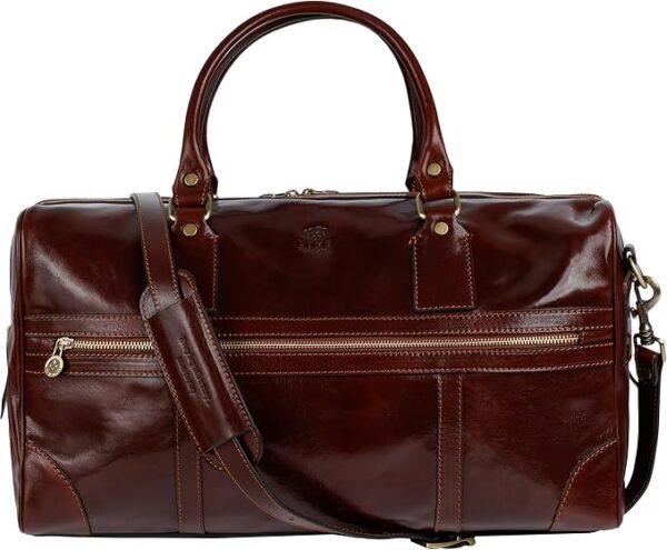 Time Resistance Skórzana torba podróżna – weekendowa męska i damska – wysokiej jakości torby podróżne – elegancka i elegancka, brązowy, Classic