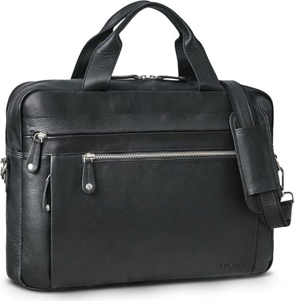 ROYALZ Nowoczesna torba na ramię w stylu vintage, męska, skórzana torba na laptopa o przekątnej ekranu 15,6", aktówka, skórzana torba w stylu vintage