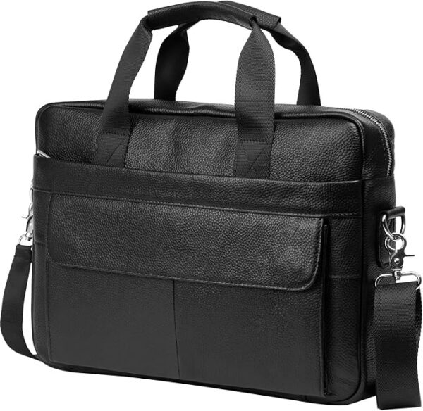 Skórzana aktówka, torba na laptopa, listonoszka na ramię, torba robocza, torebka crossbody na podróż służbową Boże Narodzenie dla mężczyzn, Czarny
