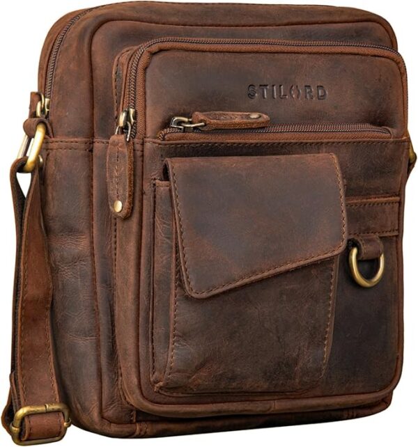 STILORD "Ryan" Torba na ramię Męska skórzana Crossbody Bag Mała męska torba na ramię Vintage skórzana etui 9,7" iPad Prawdziwa skóra Kolor:veleta - brązowy