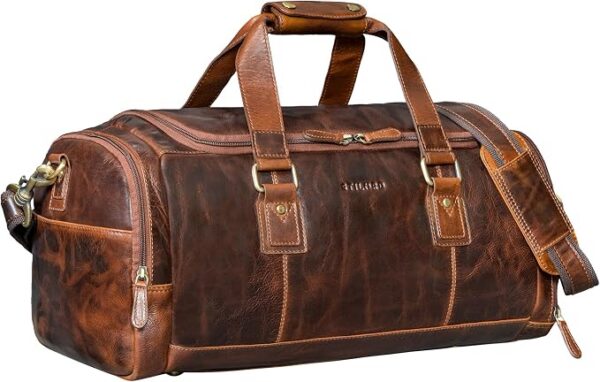 STILORD "Salvador" Wytrzymała Męska Skórzana Torba Weekendowa Torba Podróżna – Mały Bagaż Podręczny 30L Skórzana Torba Sportowa Vintage Duffle Bag na Podróż i Sport Kolor:florida - brązowy