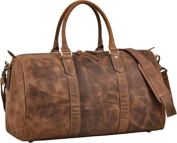 STILORD 'Santiago' skórzana torba podróżna w stylu vintage, męska i damska torba weekendowa do zawieszenia - mała torba na ręczną bagaż, torba sportowa 28L, torba podróżna na krótki wyjazd i biznes