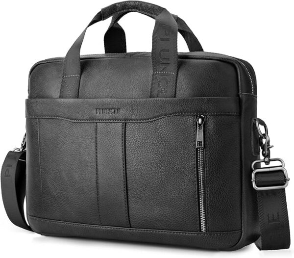 BAGZY Torba na laptopa 15,6 cala, aktówka, męska torba na ramię, prezent dla mężczyzn, prawdziwa skóra, męska torba biznesowa, torba na notebooka, męska torba biurowa
