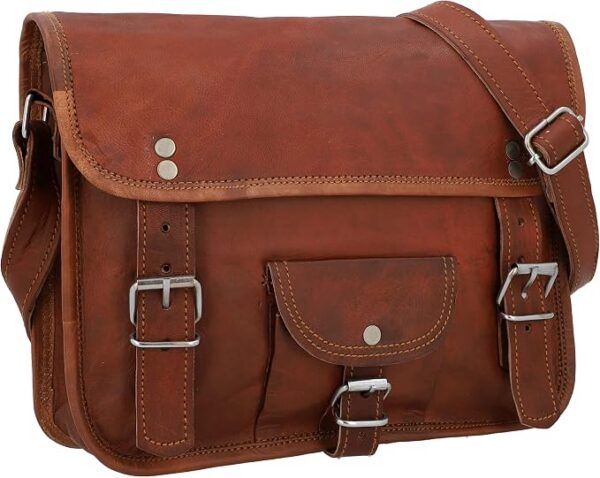 Gusti Torebka skórzana - Emilia 10" torba na ramię skórzana Vintage brązowa skóra
