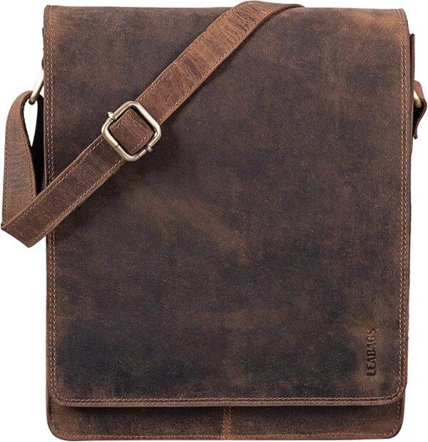LEABAGS London skórzana torba na ramię I torba na laptopa do 13 cali I torba kurierska z prawdziwej skóry bawolej w stylu vintage I torba na ramię I torba do pracy I 26x8x31cm