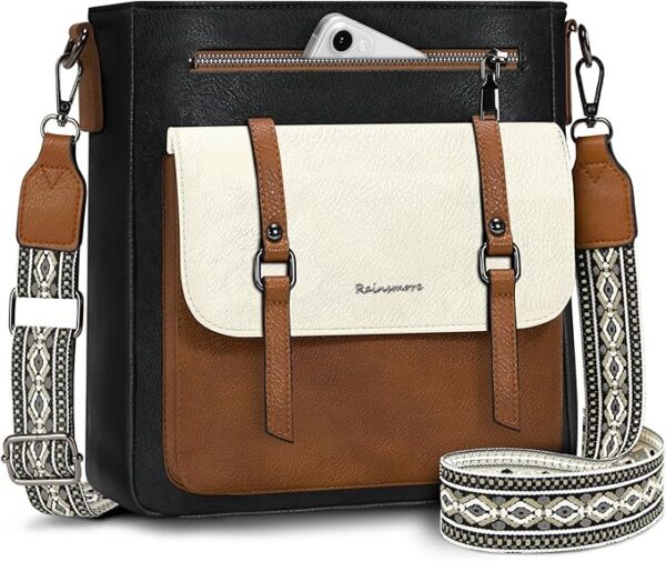RAINSMORE Torba na ramię Kobiety Torby Na Ramię Torebki Kobiety Wielopunktówki Średnie skórzane torby na ramię Crossbody Torba na zakupy Szkoła Praca Podróże