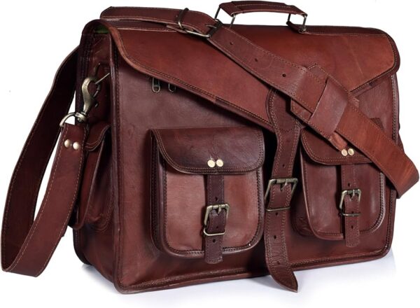Torba na laptopa 17,5 cala, vintage płócienna skórzana torba na ramię, trwałe torby komputerowe teczki biznesowe torba torba torba torba robocza dla mężczyzn i kobiet, kawa