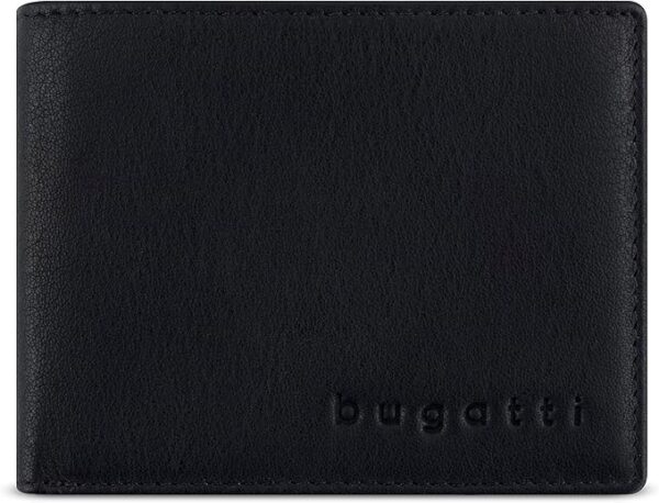 bugatti Lima Mini Portfel męski – Mały portfel skórzany w formacie poziomym – Ochrona RFID – Czarny