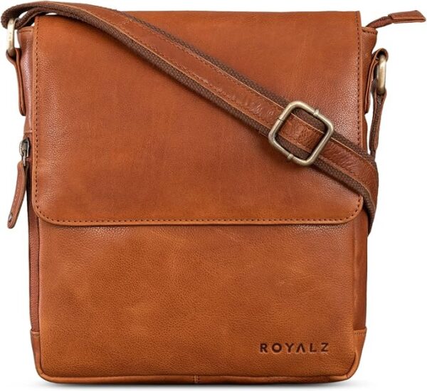 ROYALZ "Cleveland" skórzana torba na ramię w stylu vintage, męska, mała, stylowa torba na ramię w stylu, Texas brązowy, S, vintage