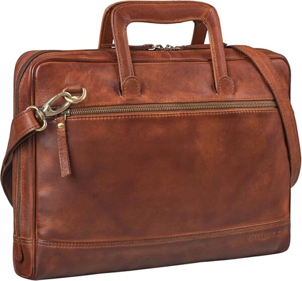 STILORD 'Pierce' Skórzana torba na laptopa z r±czk± Skoroszyt konferencyjny Vintage skóra z uchwytem A4 W±ska teczka na dokumenty z uchwytem na 13,3-calowe MacBooki prawdziwa skóra bydlêca