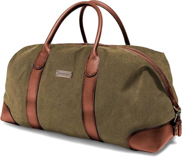 DRAKENSBERG Duffel Weekender duża torba podróżna retro vintage dla kobiet i mężczyzn z możliwością rozbudowy, ręcznie wykonana w jakości premium, 60 l, płótno i skóra,, 59 x 32 x 29 cm