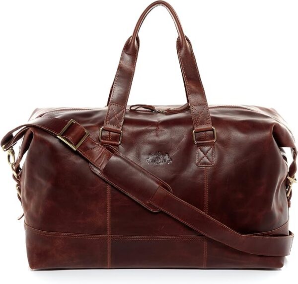SID & VAIN Torba podróżna Holdall Yale, duża torba marynarska, prawdziwa skóra weekendowa sportowa torba, damska i męska, Brązowy-koniak, Unisex-Adults