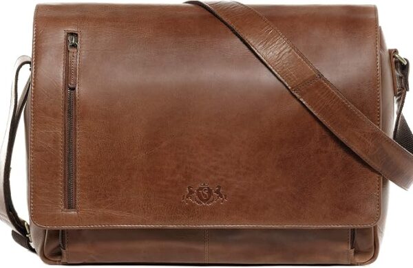 SID & VAIN Torba nauczycielska Joseph ze skóry premium I torba na laptopa uniwersalna duża dla mężczyzn i kobiet, 15 cali, dodatkowa osłona na laptopa, aktówka, College, ręcznie wykonana