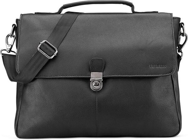 LEABAGS Skórzana torba na ramię męska, aktówka w stylu vintage, torba listonoszka na laptopa o przekątnej ekranu 15", torba na ramię z paskiem na ramię, skórzana torba na notebooka, torba robocza